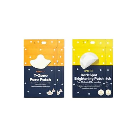 Hanhoo Dark Spot Brightening Patch and T-Zone Pore Patch Bundle, 28 Total Patches, with Niacinamide and Hyaluronic Acid, Hydrocolloid Patches for Clogged Pores, Microneedle Patches for Dark Spots Cover