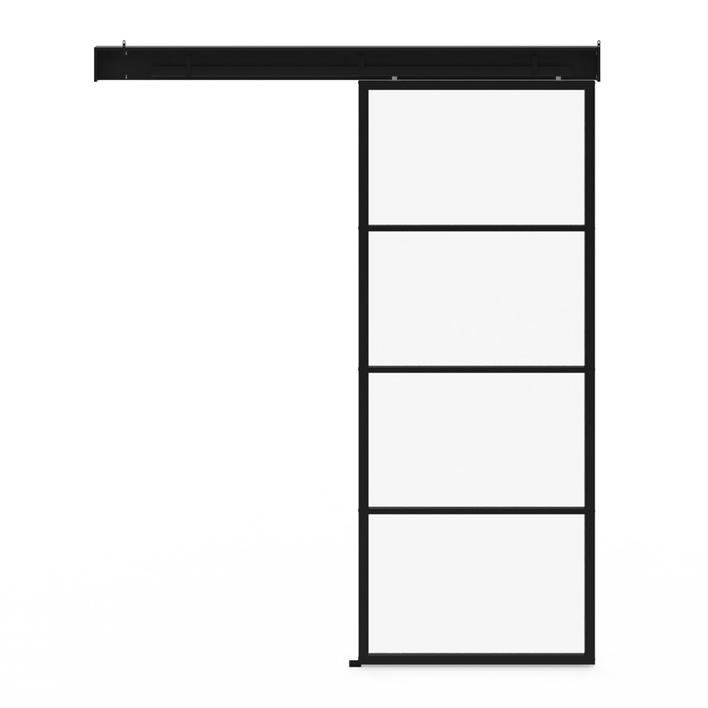 IDMarket - Kit de puerta corredera de cristal templado 83 cm de metal + MDF con riel y fijaciones