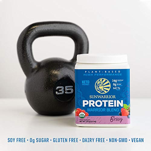 Vegan Protein Powder With Bcaa | Organic Hemp Seed Protein Gluten Free Non-Gmo Dairy Free Soy Sugar Free Low Carb Plant Based Protein Powder | Berry 15 Srv 375 G | Warrior Blend By Sunwarrior #TOP4