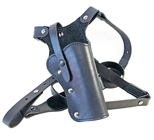 WESTERN IMAGES LEATHERWORKS, INC. Sportsman's Chest Rig Holster for Colt Revolvers Black Leather (Python .357 mag 6" BBL, Right Handed)