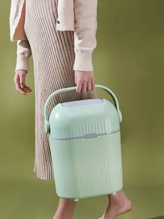 waqif Baby Diaper Pail Trash Can Plastic Diaper Trash Bin Trash Can Rubbish Bin For Bedroom, hand-held swing lid sealed waste paper basket household kitchen living room bedroom children's nappy wet