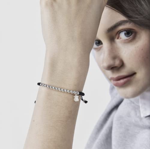 TOUS Sterling Silver and Black Lace Bracelet for Women. Length: 17cm. Hiper Micro Collection3
