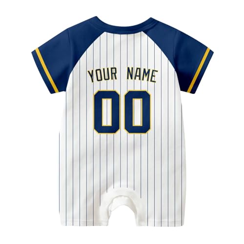 Image of KREDE Baby Clothes Unisex Bodysuit White Custom Name Number for Baby Boys