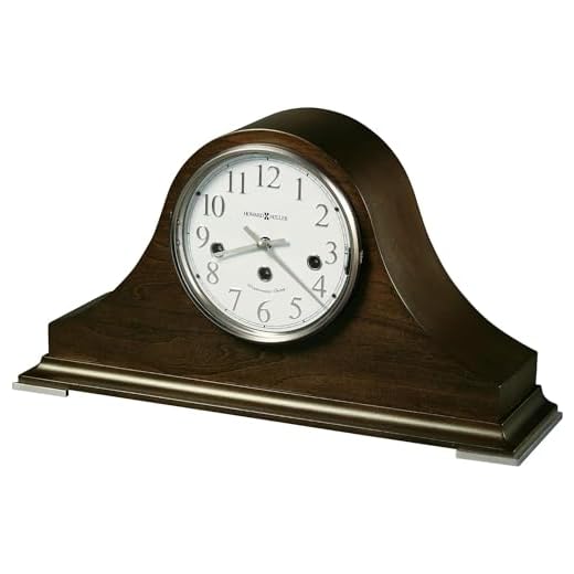 Howard Miller Day Mantel Clock II 549-586 – Espresso Finish, Tambour-Style Wooden Timepiece, Brushed Nickel Finish, Antique Home Decor, Key-Wound Single-Chime Movement