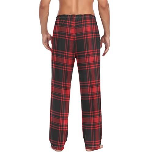Tartan Black Red Plaid Men's Pajama Bottoms Pants for Men Soft Men's Separate Bottoms Lounge Pants L4