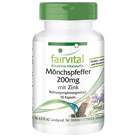 Agnus Castus 200mg with Zinc - HIGH Dosage - for 3 Months - Vegan - 90 Capsules - Vitex Agnus castus Cover