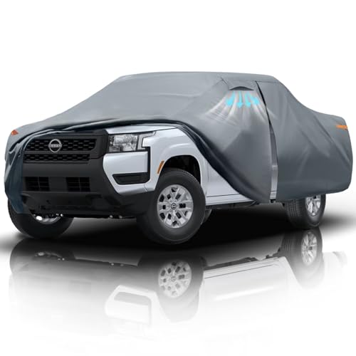 Nissan Frontier Truck Cover Custom Fit 2021-2025 King Cab/Crew Cab Short Bed(4.9'-6.1') With Door Zipper, 10 Layers Pickup Truck Cover Waterproof All Weather, Car Tarp for Wind Dust Sun etc Protection