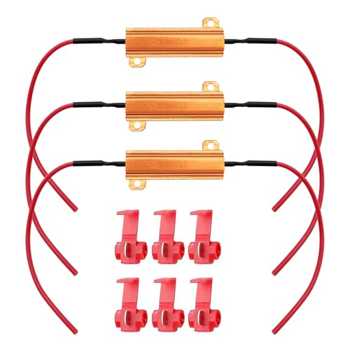 Hoembpn 3Pcs 50W 8OHM LED Load Resistor Decoder Fix Fast Hyper Flasher/Error Code Warning for Car LED Headlight Turn Signal Bulb DRL Fog Lamp License Plate Light High Temperature and Explosion-Proof