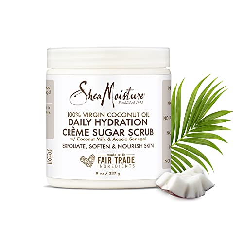 Sheamoisture Daily Hydration Crème Sugar Scrub Care For Dry Skin 100% Virgin Coconut Oil Acacia Senegal Exfoliating Scrub, Coffee, 8 Oz #TOP4