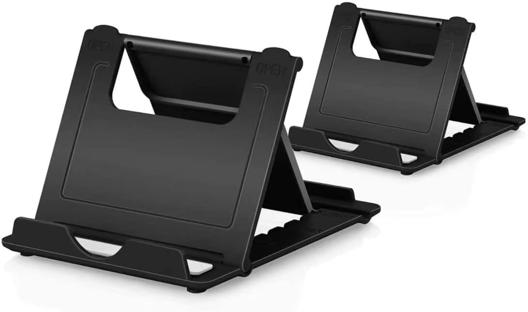 Phone Stand, 2Pack Cellphone Holder Tablet(4-7.9")stands Foldable Multi-angle for desk lightweight Desktop Dock Cradle Compatible for iPhone Xs Max XR 8 Plus 6 7 6S X 5 Samsung Galaxy S10 S9 S8 S7 Edg