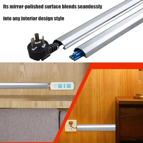 Cubrecables para piso, cubrecables adhesivos, cubrecables de acero inoxidable para pared, protector duradero para gestión de cables (oro rosa) miniatura 7