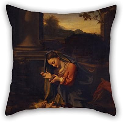 Throw Pillow Case 20 X 20 Inches / 50 By 50 Cm(both Sides) Nice Choice For Drawing Room Family Girls Bench Wedding Family Oil Painting Correggio - La Vergine Che Adora Il Bambino