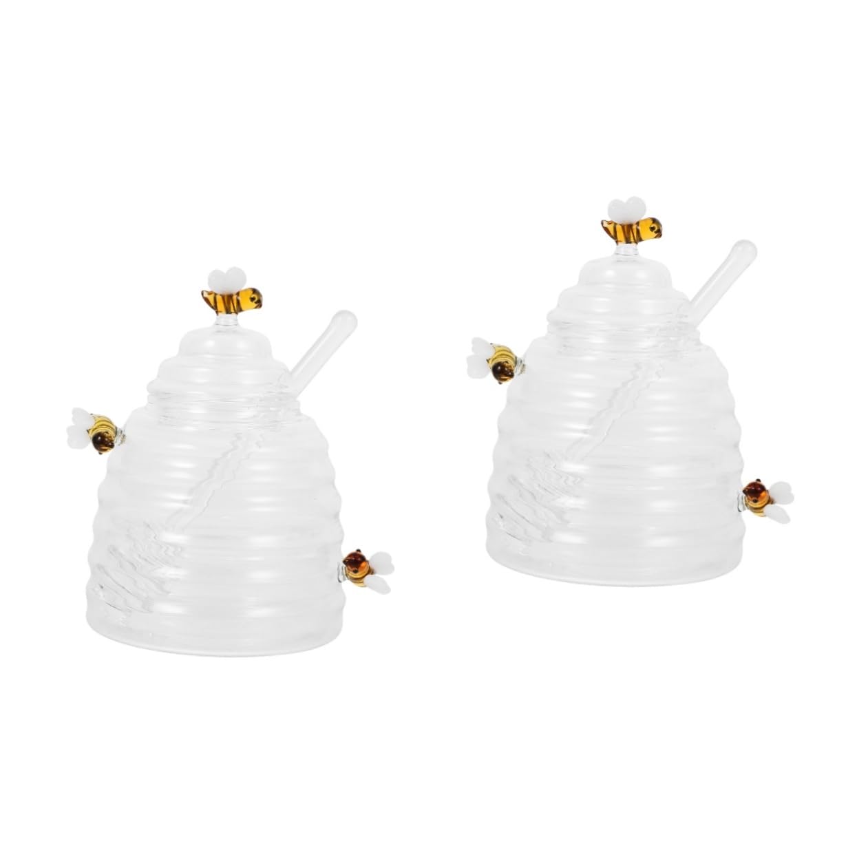 TOPBATHY 2 Stück Glas Honigglas Honigtopf Mit Schöpflöffel Transparenter Honigbehälter Küche Honig Honiggläser Honiglöffel Kleines Honig Mit Schöpflöffel