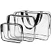 Produktbild Kulturbeutel Transparent 3 Stück, PVC Kosmetiktasche Wasserdicht, Make-up Tasche Kosmetikbeutel Durchsichtig Reise Set Flugzeug Kulturtasche für Männer Männer, Frauen, Familie (Schwarz)
