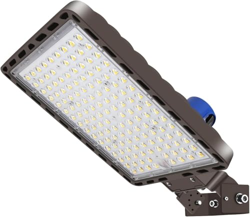 Juyace 350W LED Parking Lot Light with Photocell 52500LM 5000K IP65 Dusk to Dawn Outdoor Security Flood Light with Trunnion Bracket 110-277V Commercial Area Light for Street Yard Stadium
