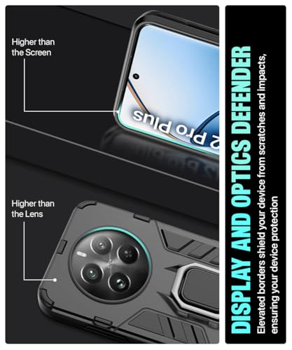 Image of WOW IMAGINE Shock Proof Back Case Mobile Cover for Realme 12 Pro 5G | Realme 12 Pro Plus 5G | P1 Pro 5G | Back Cover Case (Tough Armor | Hybrid PC + TPU | Ring Holder & in-Built Kickstand | Black)