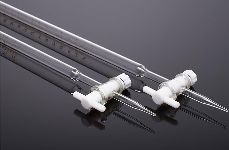 Klasse A Borosilikatglas-Bürette mit PTFE-Hahn - Hohe Genauigkeit ±0,04ml, 10ml 25ml 50ml 100ml(50ml)