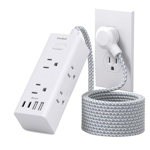 Image of Surge Protector Power Strip - 6 Widely Outlets with 4 USB Ports (2 USB C), 6 Ft Extension Cord Flat Plug, 3 Way Wall Outlet Extender Extension Cord for Home Office College Dorm Room Essentials