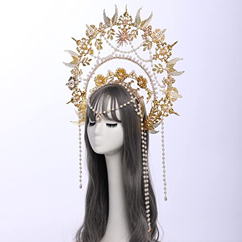 BLESSUME Halo Crown Mary Goddess Headband Women Halloween Costume Headpiece (Gold 25) by BLESSUME - Used condition - Image 3