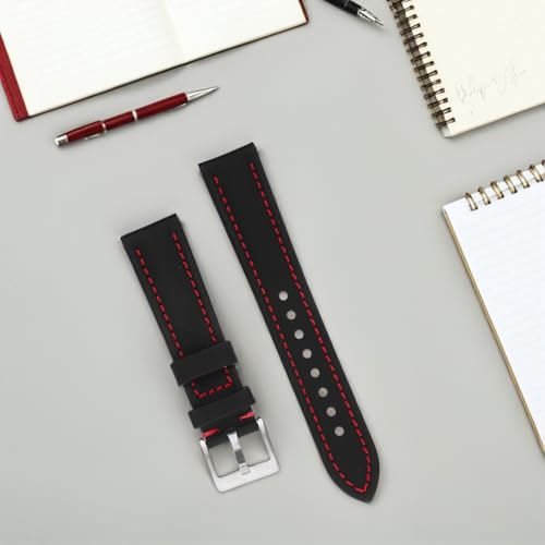 Correa de reloj nylon SHOWERORO unisex ajustable con liberación rápida para smartwatch negra roja 5