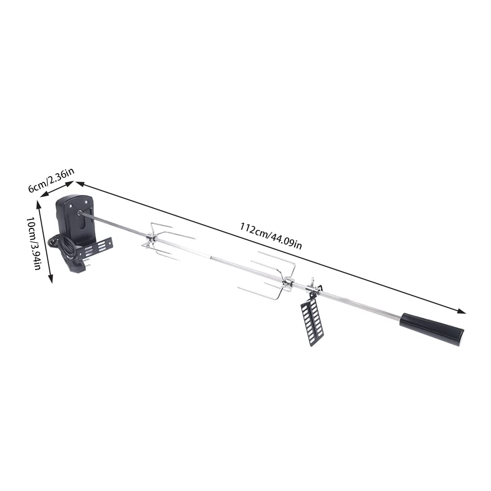 Spiedino girevole elettrico, in acciaio inox, girarrosto girevole per barbecue, set di accessori per griglia a sfera, 220 – 240 V, spina europea con cavo da 120 cm, per famiglie, picnic,