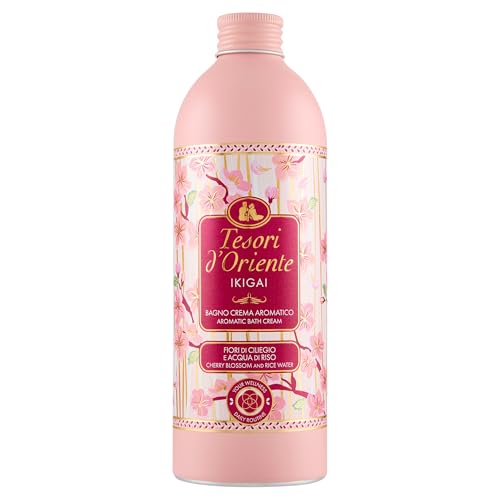 Tesori d'Oriente, Ikigai Bagno Crema, Bagnoschiuma dalle Note Floreali con Acqua di Riso per una Pelle Morbida e Liscia, Dona una Sensazione di Puro Benessere, 500ml