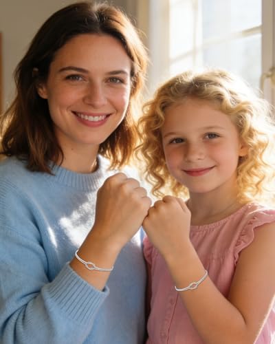 Image of Mother Daughter Bracelets Set for 2 Matching Heart Bracelets for Mother and Daughter to My Mom Bracelet Birthday Mothers Day Gifts for Mom Daughters