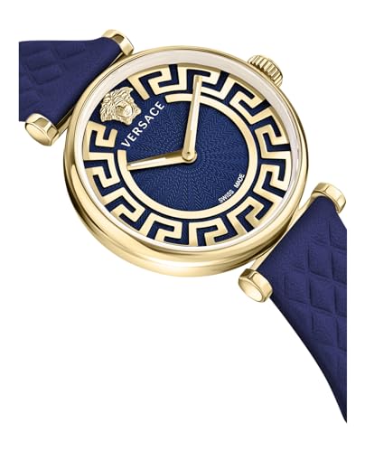 Versace Greca Chic Collection Luxury Womens Watch Timepieces with a Blue Strap and Dial Featuring a Gold Case4