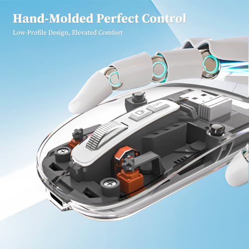 Image of Veout Wireless Bluetooth Mouse, Portable Silent Click Rechargeable Mouse with USB Receiver, 3-Level DPI, Compatible with Laptop, PC, Mac, Tablet, Phone