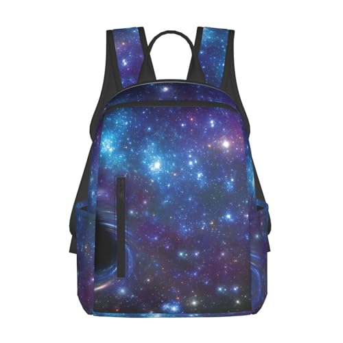 Sac à dos noir imprimé galaxie léger travail voyage shopping taille unique
