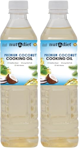 Image of nutndiet Premium Edible Coconut Oil for Cooking, 500ml PET Bottle | Natural Coconut Oil | Perfect Choice for Frying, Baking, Sauteing, and Everyday Healthy Cooking Needs (Pack of 2)
