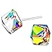 Color Change Crystal Square S925 Sterling Silver Stud Earrings Women Girl Gifts