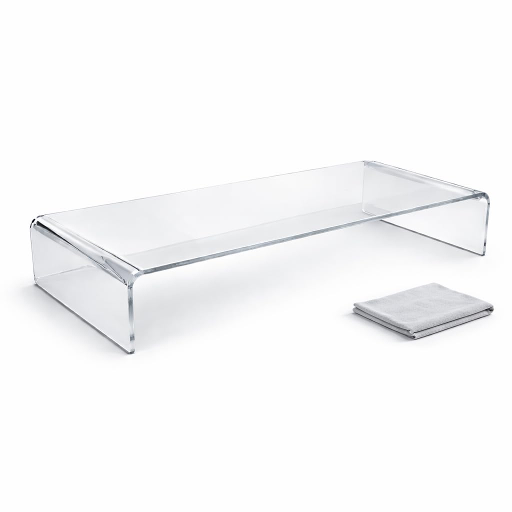 semper plastic Acrylglas Monitorständer transparent aus deutscher Herstellung - Exklusive Monitorerhöhung aus 10mm Acrylglas - Premium Bildschirmständer - deutsche Handarbeit