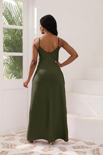 Image of vunahzma Womens Casual Fashion Sleeveless Plus Size Loose Long Sexy Maxi Dress with Pockets