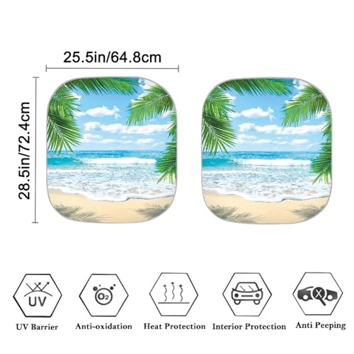 Image of Summer Beach Windshield Sun Shade Foldable 2-Piece Car Windshield Sunshades Reflect UV Sun Heat Protector Removable Automotive Accessories for Car Truck SUV