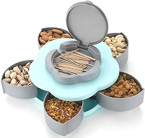 kitchentool Single Layer Candy Box Flower Shape Container Serving Rotating Type Spice Storage, Dry Fruit, Candy, Chocolate Snake Storage Box-1pc