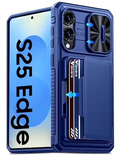 Étui portefeuille Samsung S25 Edge Vizvera avec porte-cartes et coque silicone antichoc