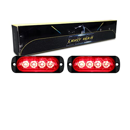 RIGIDON 2 Pièces 3.3 pouces 4 leds rouge led barre lumineuse stroboscopique, 12v 24v clignotant gyrophare police feux de remorque, pour voiture camion off...