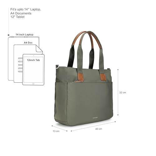 Image of Fastrack Tote Vibe Women Laptop Tote | Nylon 15-Inch Padded Laptop Sleeve, Spacious Main Compartment with Organiser Pockets, Multiple External Quick-Access Pockets, Dual Webbing Handles