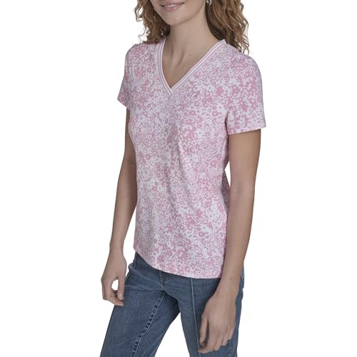Image of Nautica Women's Solid V-Neck Short Sleeve T-Shirt Shirt