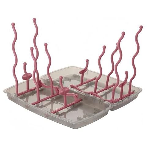 Minchsrin Collapsible Baby Bottle Drying Rack, Bottle Dryer Holder for Bottles, Teats, Cups, Pump Parts and Accessories (Pink) Cover
