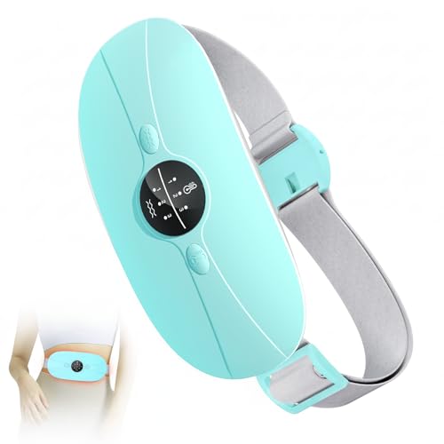 Almohadilla térmica menstrual,Cinturón de Calentamiento Eléctrico USB para el Vientre,3 Niveles de Calor y 3 Modos de Masaje,Soporte de Espalda Calentado para Alivio Dolor Menstrual (Azul claro)
