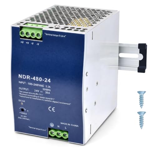 Image of 24VDC Power Supply NDR 480W DIN Rail Power Supply Switch Switching Converter DC (Input 100-240VAC Output 24VDC 50 /60HZ 24V 20A)