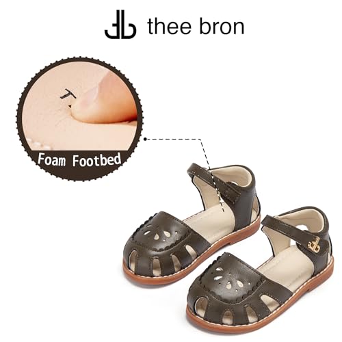 Image of THEE BRON Toddler Girls Closed-Toe Sandals Sweet Retro Cutout Summer Dress Shoes
