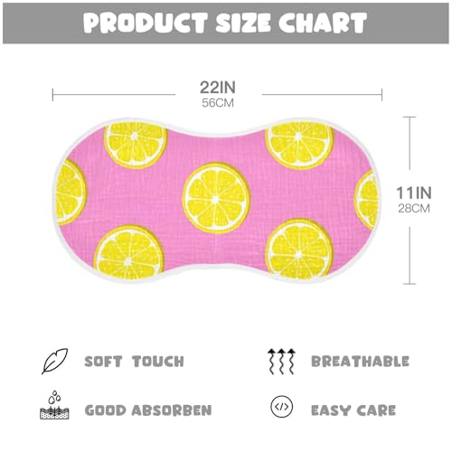 4 Pack Baby Burp Cloths, Soft Absorbent Burping Cloths for Babies, Cotton Milk Spit Up Rags, Large Size for Newborns, Baby Boys and Girls (Pink Lemonade Pattern)4