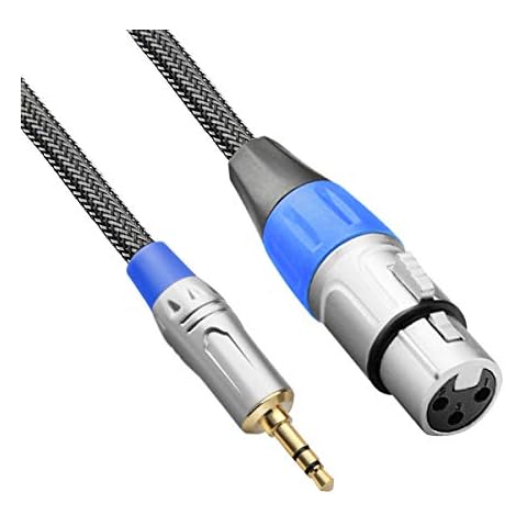 TISINO XLR to 3.5mm Mini Jack Microphone Cable, Nylon Braid Unbalanced XLR Female to 1/8" Mic Lead for Camcorders, DSLR Cameras, Computer Recording Device and More - 1m Cover
