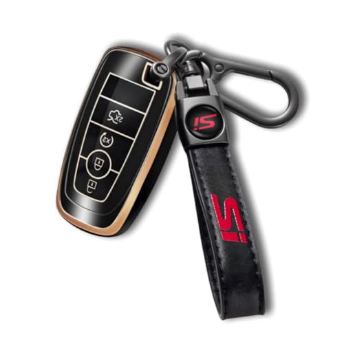 Image of HUIANTS Black Leather Car Keychain Metal Car Keyring Compatible with Honda Civic Si Accessories, Keychain Keyring Family Present for Civic Owners (for SI)