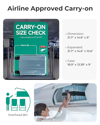 Image of BAGSMART Expandable Carry On Luggage 22x14x9 Airline Approved, Airy Blue | Spinner Wheels, TSA Lock, Lightweight Hard Shell, Suitcase,22x14x9 Airline Approved,