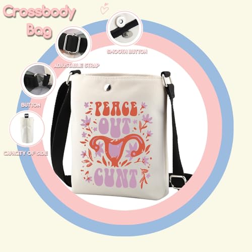 TSOTMO Funny Hysterectomy Gift Peace Out Cunt Feminist Crossbody Bag Hysterectomy Recovery Gifts for Women Wife3