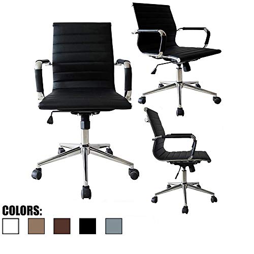 2xhome Mid Century Office Chair with Arms Wheels Modern Desk Chair Ergonomic Executive
